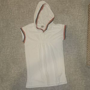 Hanna Andersson White Hoodie with Rainbow Trim